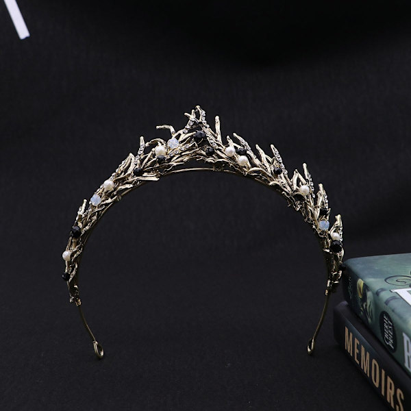 Handgjord Tiara Sträng Pärla Bröllop Krona Tillbehör (Vit) 1 Stycken rose gold