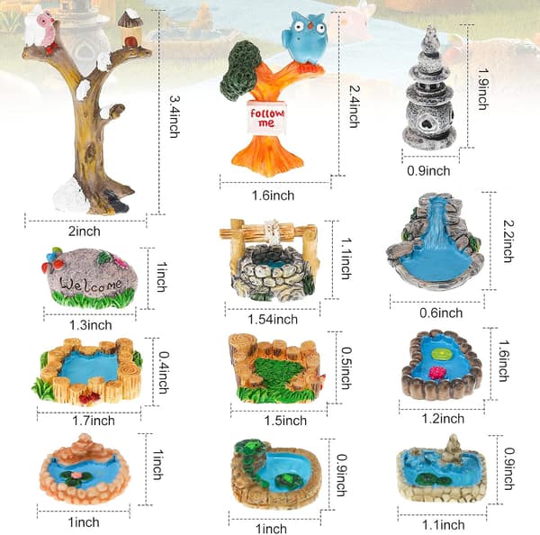 12 stykker fehave tilbehør miniature havedam ornamenter