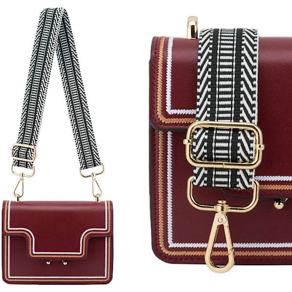 Bred axelrem justerbar ersättningsbälte crossbody canvasväska handväska (svart) Black