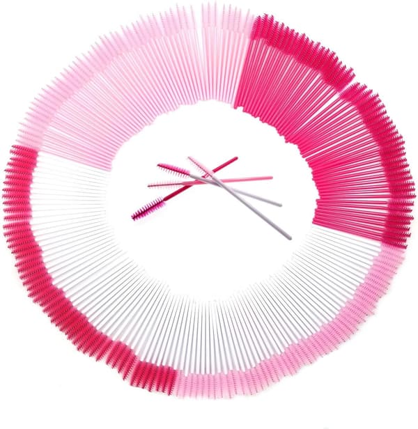 200 Rosa engångsplast Mascara Applicator Wands Eyelash Extension Borstar Ögonbrynsborste