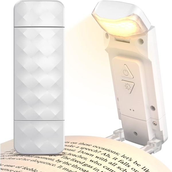 Uppladdningsbar boklampa, ögonvänlig läslampa, 3 färgtemperaturer, LED-klämlampa, vit White