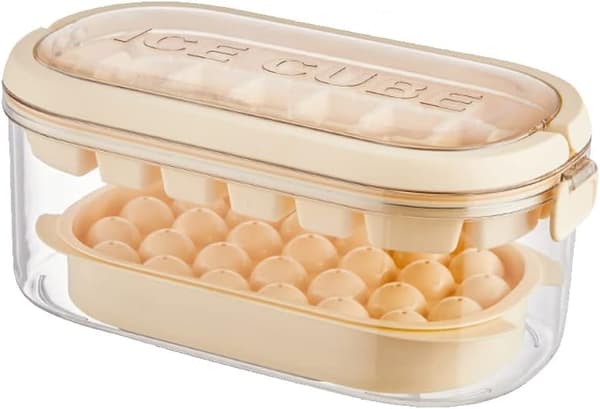Isbitform med lokk Isbitbrett for is, cocktail, whisky, te, kaffe, juice (beige) beige
