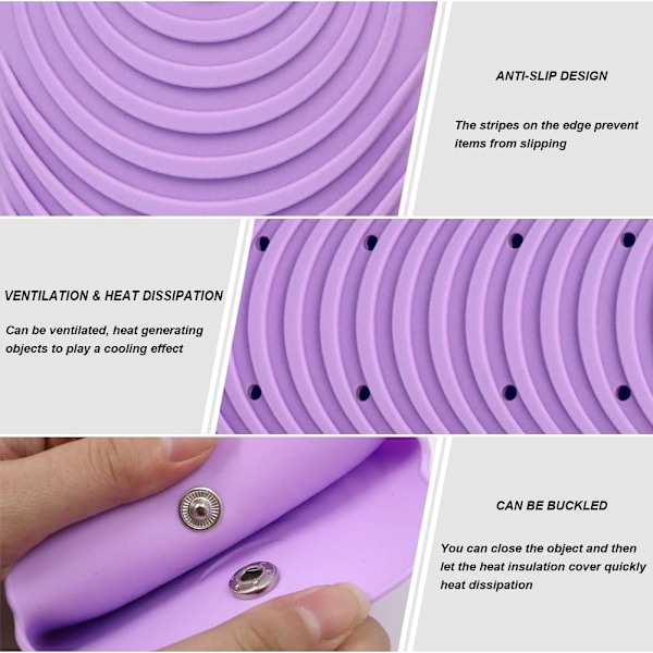 Bärbar värmebeständig silikonhårplattångsstylingväska (lila) Purple