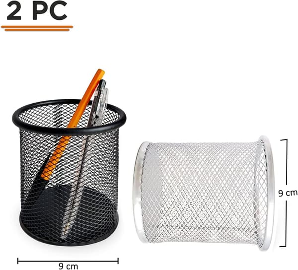 2pk Metall Penneholder - Multifunksjonell Netting Blyantkrukke Skrivebordsorganisering Skrivebordsrydder