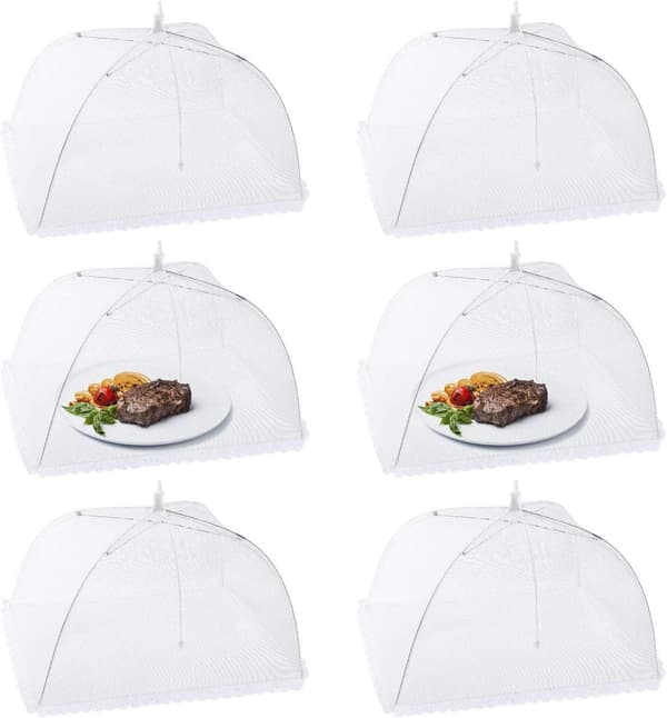 6 stk. sammenklappelig klokke madovertræk i foldbart net Teltbeskyttelse til grill 44x44x30 cm
