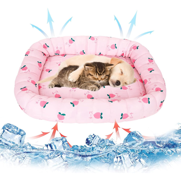 Kattkylmatta, 45 x 50 cm, självkylande hundkylmatta, för katter, husdjur, inomhus, utomhus (rosa)