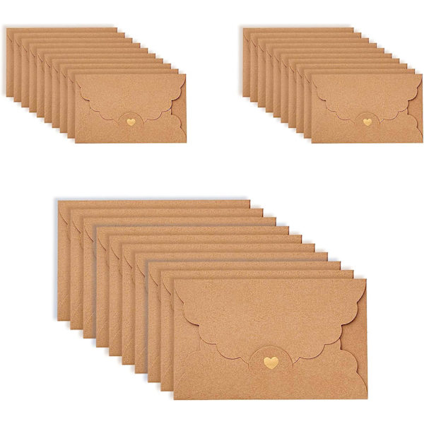 30 st Kraft kuvert Bröllopsinbjudan Kuvert, Kuvert med Hjärta (papperskraft, liten) yellow 10*7cm