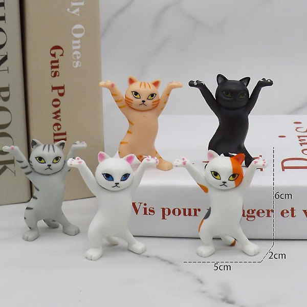 Paket med 5 dansande katter och pennhållare, pennhållare för skrivbord, minikattfigur, pennhållare
