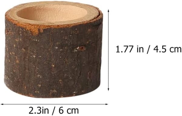 Pakke med 5 telysholdere i tre, telysholder i trestamme, dekorasjon (medium)