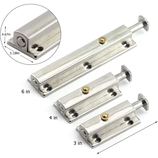 1 stycke 4 tums automatisk fjäderspärr i rostfritt stål hem tryckknappstyp Dörrbult 6.6cm