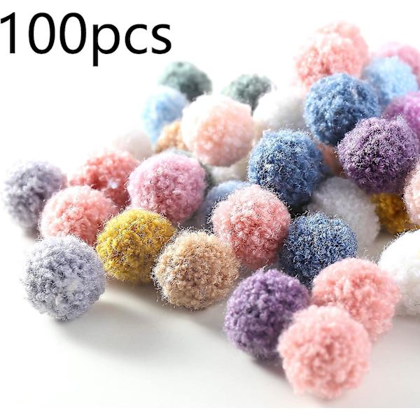 100 st Pom Poms, Färgglada Fluffiga Plyschbollar - För DIY, Hantverk (2 cm)