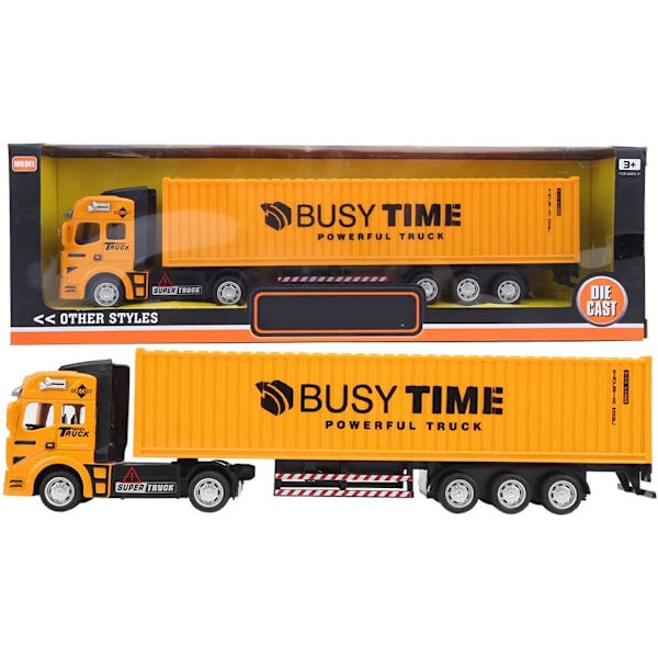 1:48 Legering Container Truck Modell Leksak Hög Simulering Fordon Släpvagn Modell Leksak (Gul) yellow
