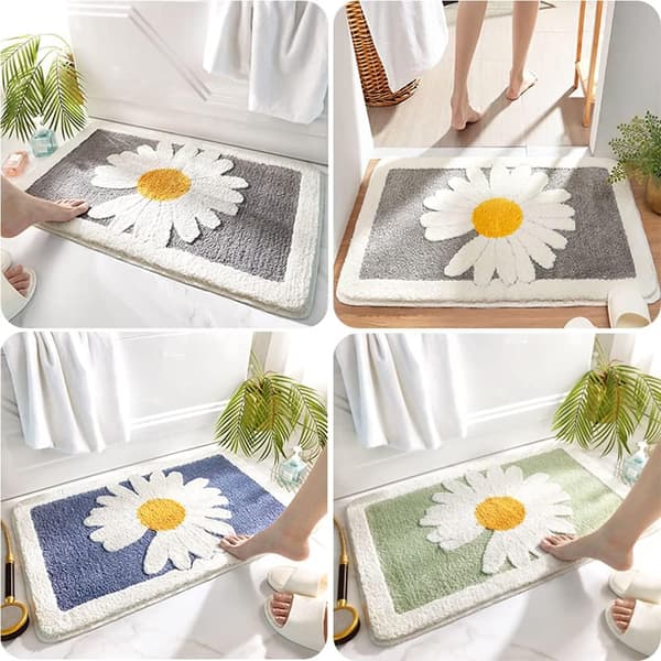 Badeværelse skridsikkert tæppe Daisy Superblød indgangspolstret måtte (grå, 40x60 cm) grey