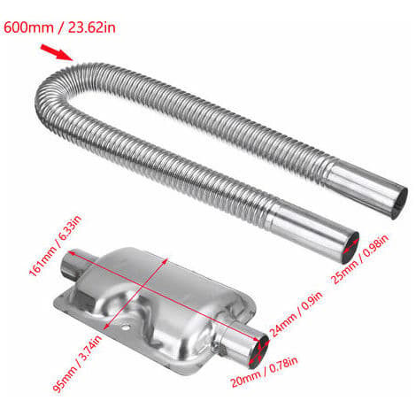 Diesel Luft Parkeringsvarmer 600Mm Udstødningsrør 24Mm Lyddæmper Sæt Kit