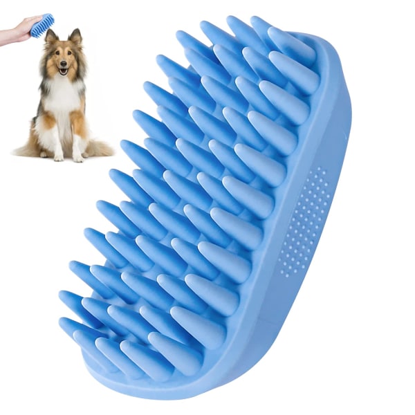 Gummi hundvårdsborste, hundtvättborste i silikon, lång och kort hår hundmassagekam, mjuk badborste för att ta bort löshår.