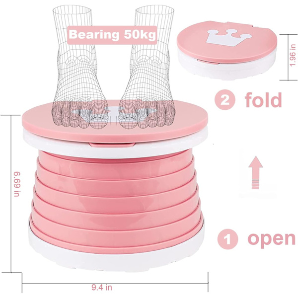 Resepotti 2-i-1 Bärbar Potty Tränare Fällbar Resepotti Träningssäte Toalett (Rosa) Pink