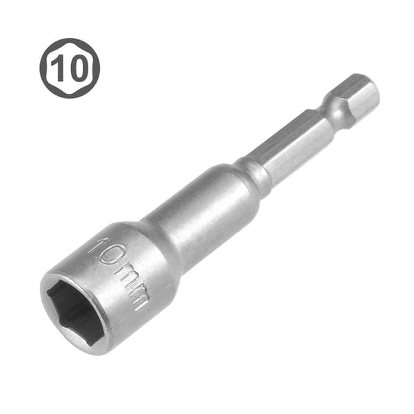 2 stk 1/4\" sekskantet hurtigskift 10 mm magnetisk muttertrekkerbor, 65 mm lengde, metrisk