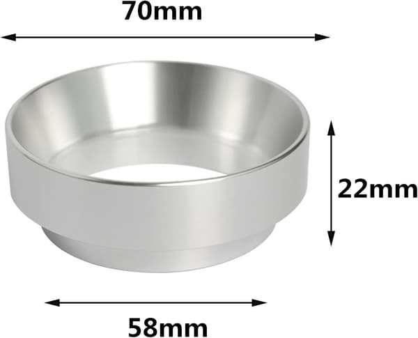 Kaffedoseringsring, 58 mm aluminium kaffepulverdoseringsring tragt med magnet (sølv)