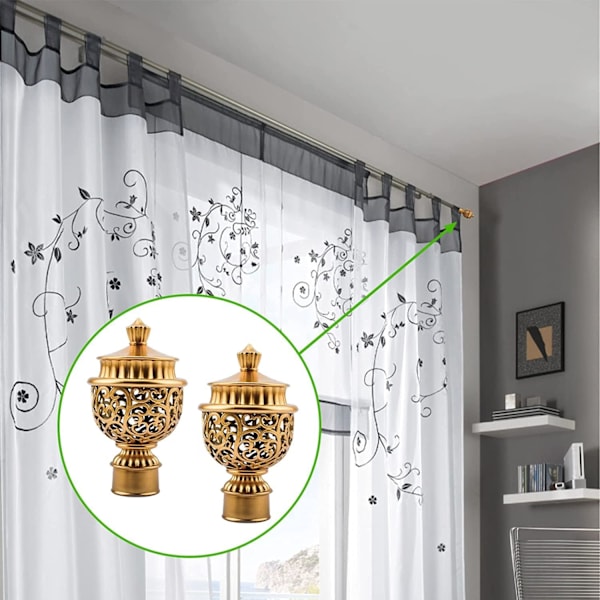 6 st gardinstångsändar retro fönsterstångsdekor draperistång dekorativa ändar, stänger för fönsterdekor, 28 mm