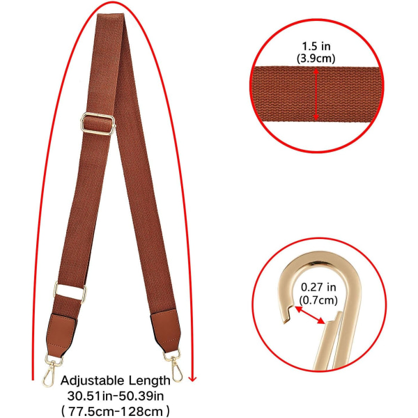 Bred axelrem för kvinnor, justerbar ersättningsläder Lång axelrem (brun) Brown
