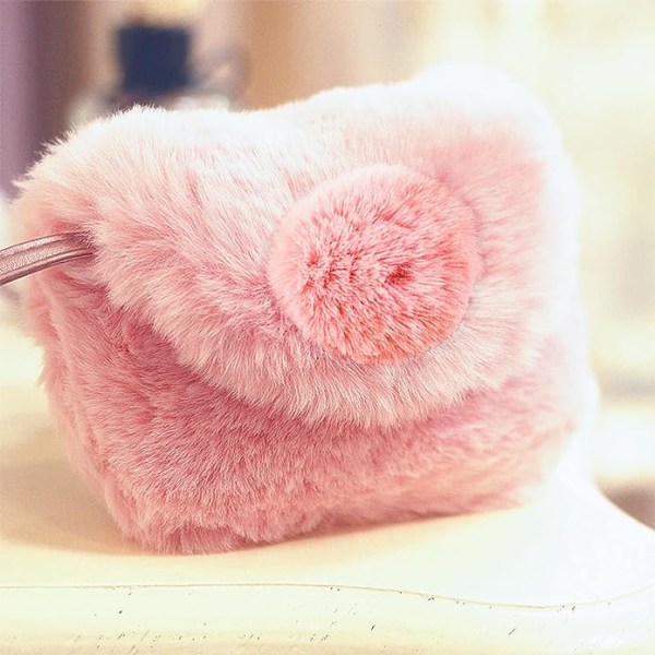 Plysch mini handväska för barn axelväska för barn flickor 3-12 (rosa)