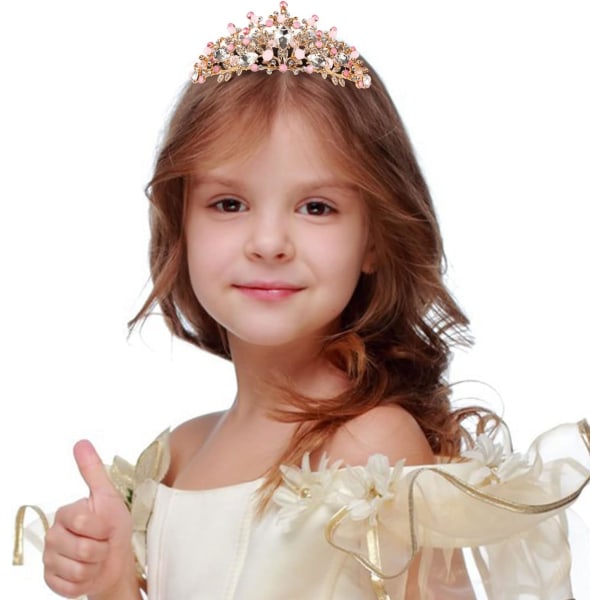 Flickor Prinsesskrona Kristall Tiara DIY Handgjorda Hårtillbehör 1st