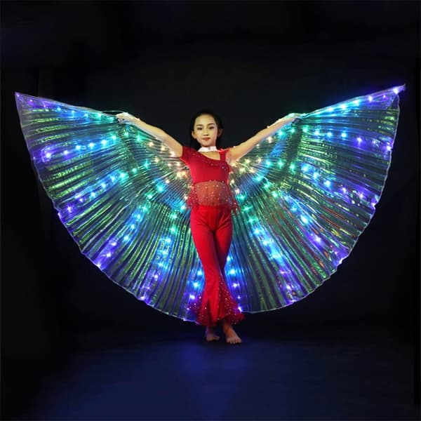 LED magedans Isis-vinger, LED englevinger, karnevalsviner, hvit white