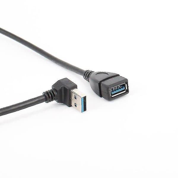 USB 3.0 Vinklet 90 Graders Forlængerkabel Han Til Hun Adapter Ned