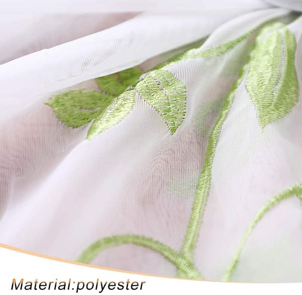 Elegant och vacker hembroderad blomgardin (grön, 140X175CM) Green 140*175cm