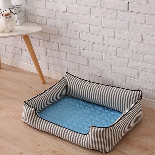 Valpematte kattepleddkurv for hunder og katter hundematte sommer multifunksjonelt materiale (lys blå, 40*30cm)