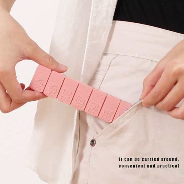 2-pack pillerburk 7 dagar pillerorganisatör, veckovis plast pillerfodral (rosa)