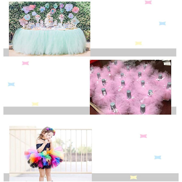 1 st Rainbow Gradient Glitter Tulle Rulle Tyg Band Tulle Band Rulle (6 I 10 Yards), Illusion color 1