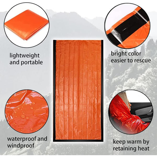 Utomhus Camping Återanvändbar Första Hjälpen Filt Sovsäck (Orange) Orange