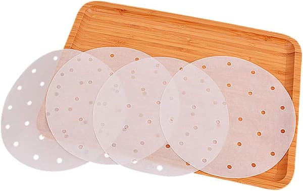 Runda Nonstick Ångkokningspapper Perforerade Bakplåtspapper 9\" 100 Ark