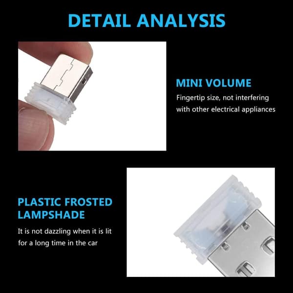 LED-billampor för bilar, 4 universella mini-USB-lampor - röda red