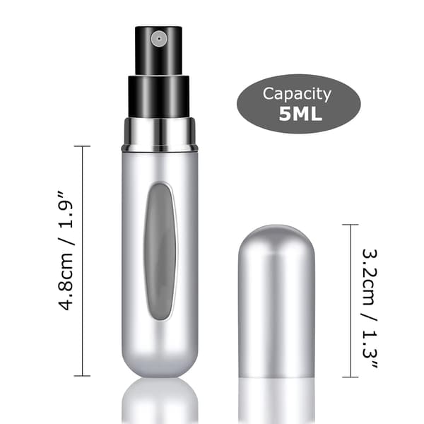 2 stk. påfyllbare parfymeflasker, bærbare mini separate parfymeflasker, reise- og utfluktspraydispensere 5 ml/0,2 oz (sølv) Silver
