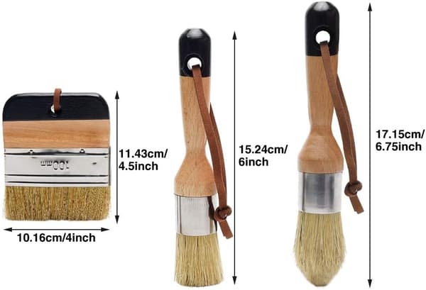 3 stk. træ kridtvoksbørster - malerværktøj - børster til akrylmaling