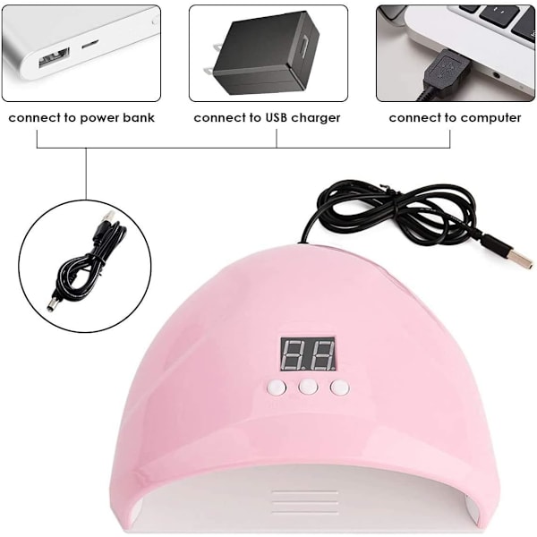 Mini 36W UV-ljus nagellampa, bärbar 12 LED nagellackshärdningslampa med LED-display, nagelverktyg med 30s/60s/90s timerinställningar