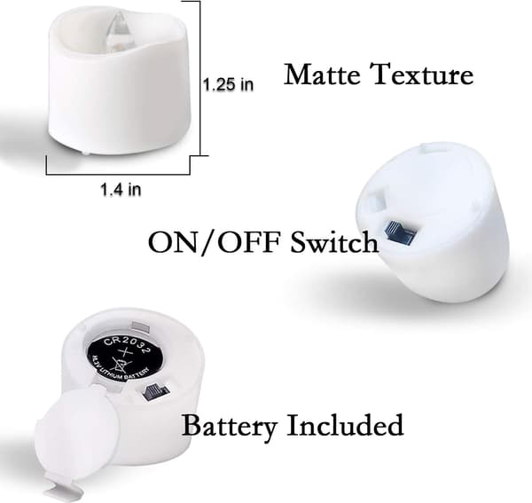 Lyse hvite LED telys, 24 stk flimrende LED telys
