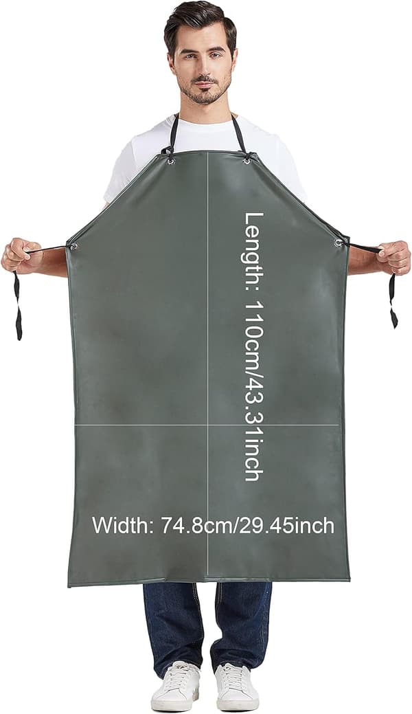 Gummi Forkle Oljebestandig Beskyttende Arbeidsforkle PVC Vanntett Forkle (Army Green)