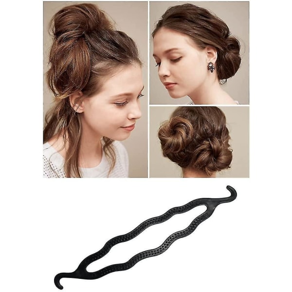6st svart plastbullemakare Curler hårklämma Magic Roll Bulle Hair Twist Braiding Tool