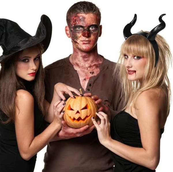 Halloweenfest mænds rollespil dæmonhorn (sort) 1 stk