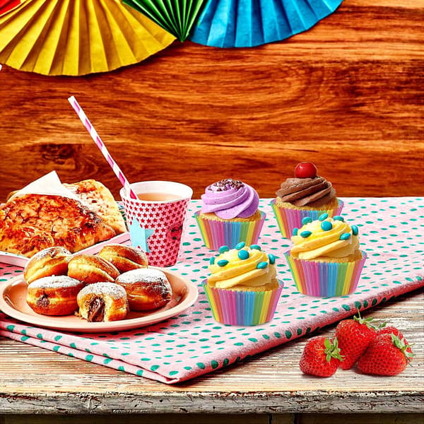 200 stk. Muffinsbageform Cupcake Wrappers Regnbuepapiræske Forede Muffinsforme Dessertbagning