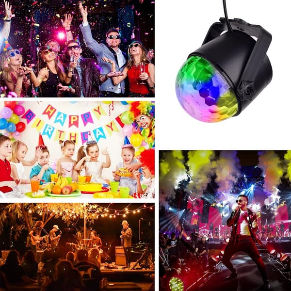 Diskokulelys LED Lydaktivert DJ Strobelys Klubbelys 6 Farger
