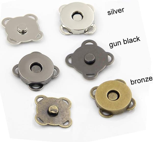 24 sæt sy-i magnetiske blomme-taskelåse knapper til punge håndtasker tøj (sølv, 14 mm) Silver