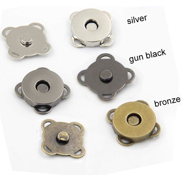 24 set magnetiska plommonpåsar spännen knapplås för handväskor handväskor kläder (brons, 18 mm) Brown