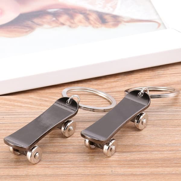 Sæt med 2 Finger Skateboard Nøglering Flaskeåbner Skateboard Form Charm Nøglering (Sølv) Silver