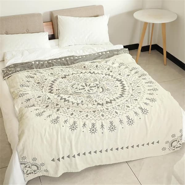 Bomuldstæppe Boho Sengetæppe Dobbeltsidet Tæppe Sengetøj Sofabetræk Lagen (150 x 200 cm)