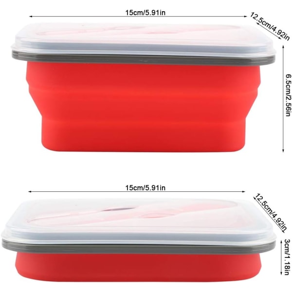 Camping Bärbar Silikon Fällbar Lunchlåda (Röd, 600ml) 1 Styck