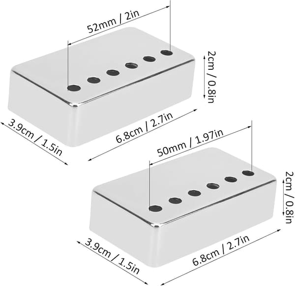 2 st elgitarr pickup skal, nickel pickup skal gitarr pickup lock 50 mm och 52 mm (silver) silver